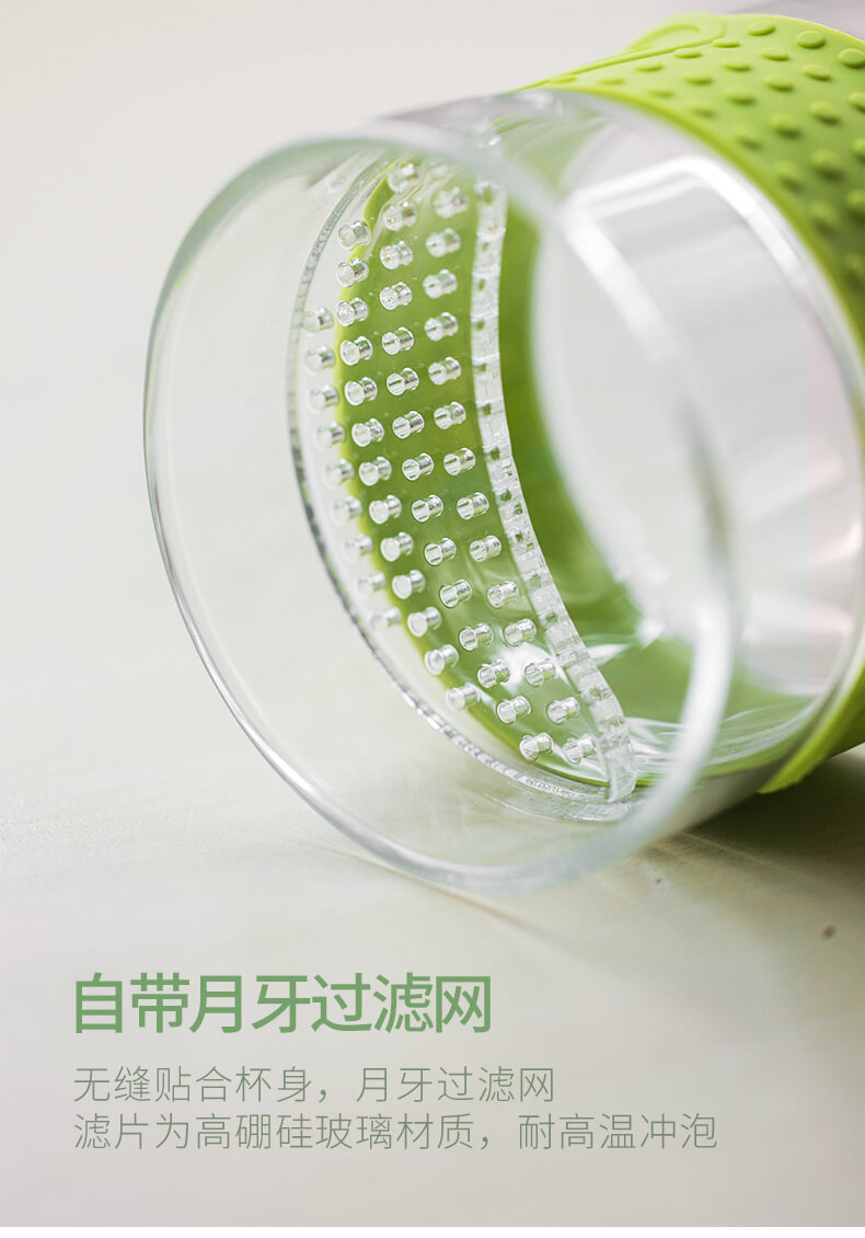 ZuoMing right device with thick glasses prevent hot silicone ring household crescent filtering green tea cups with cover flower tea cups