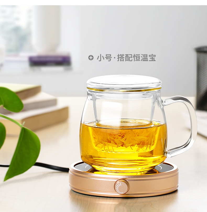 ZuoMing large capacity filter right device thickening glass flower tea cups have the individual household separation tea tea cup