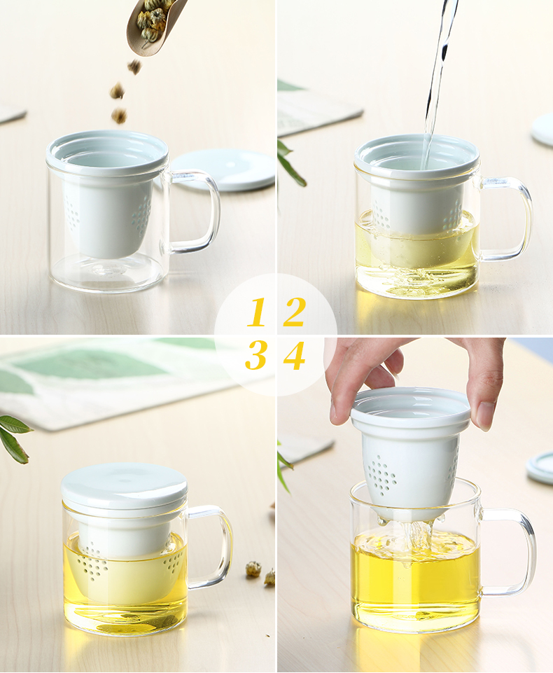 ZuoMing right implement separation of tea tea glass tank filter office high - temperature water glass cups