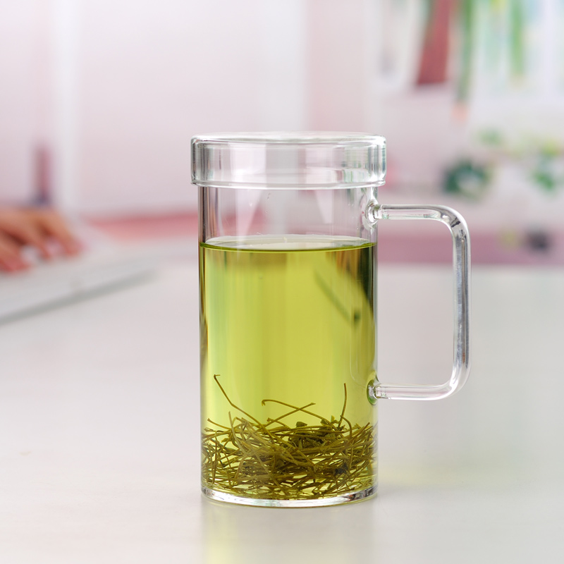 ZuoMing office right device thickening lazy people take tea cups with cover large - capacity glass cup high temperature resistant