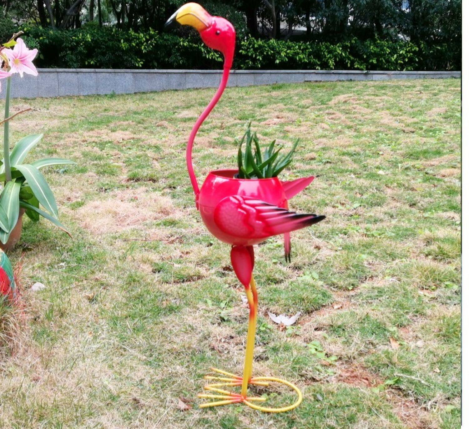 户外/庭院摆件 欧美出口多肉绿植花园装饰铁艺工艺品孔雀花动物造型可爱特色花盆