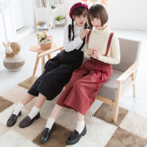 (Terrier bean family)LIFEGIRL retro Sen female Japanese girl casual cotton and hemp strap strap wide leg pants