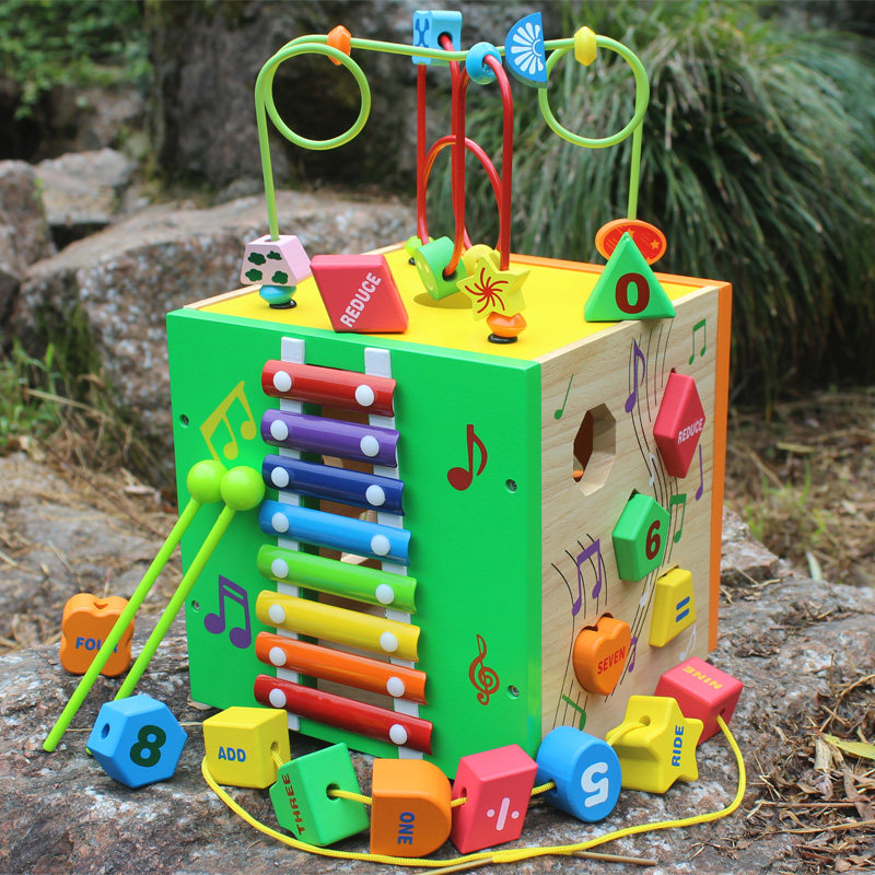 Geometric shape digital pairing six - sided cognitive intelligence box baby's early teaching block toy 1 - 2 - 3 years old