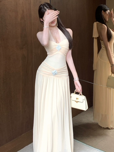 Элитная цветная длинная юбка, с открытой спиной, высокая талия