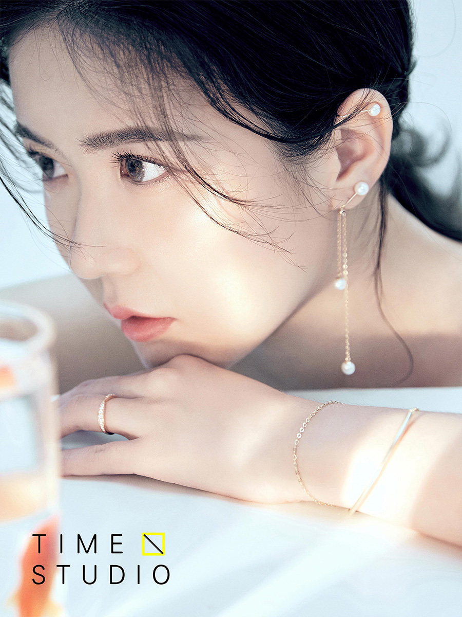 TIMEstudio original without ear piercing pearl ear clip ear hook long version chain ear hook earring designer