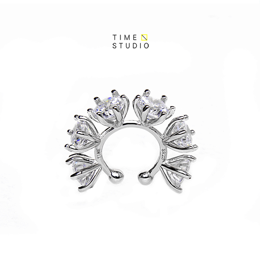 TIME Original Design Without Earhole Earbone Clip S925 Silver Zircons Stone Ear Trim for men and women single silver decorated new