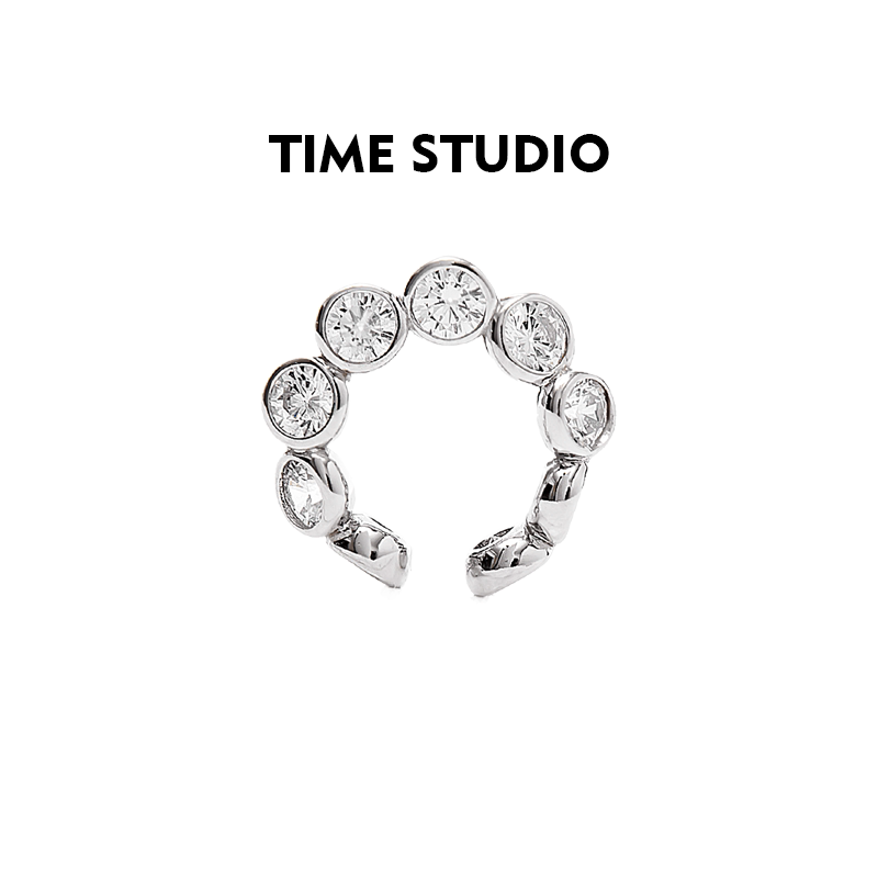 Drunner Full Moon rotates personality niche original design S925 silver ear clip only ear - decorated men and women