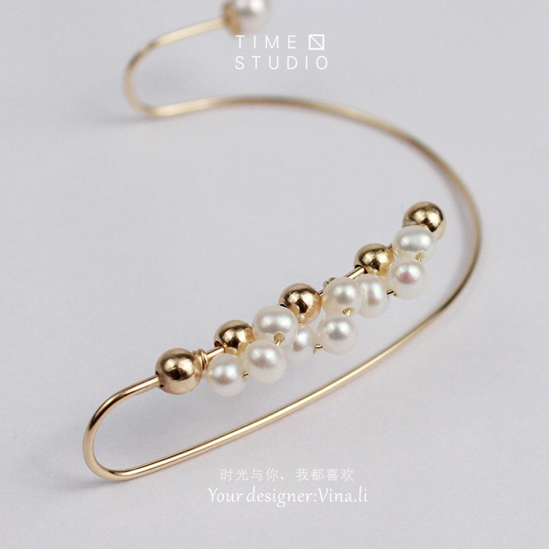 Light extravagant original hand for {half a fall} ear hanging ear clip without earrings earrings woman fresh Chinese sweet and small crummy