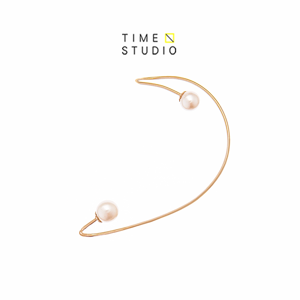 TIME original simple temperament freshwater pearl ear clip ear bone clip ear hanging without ear hole ear hanging one-sided earrings female