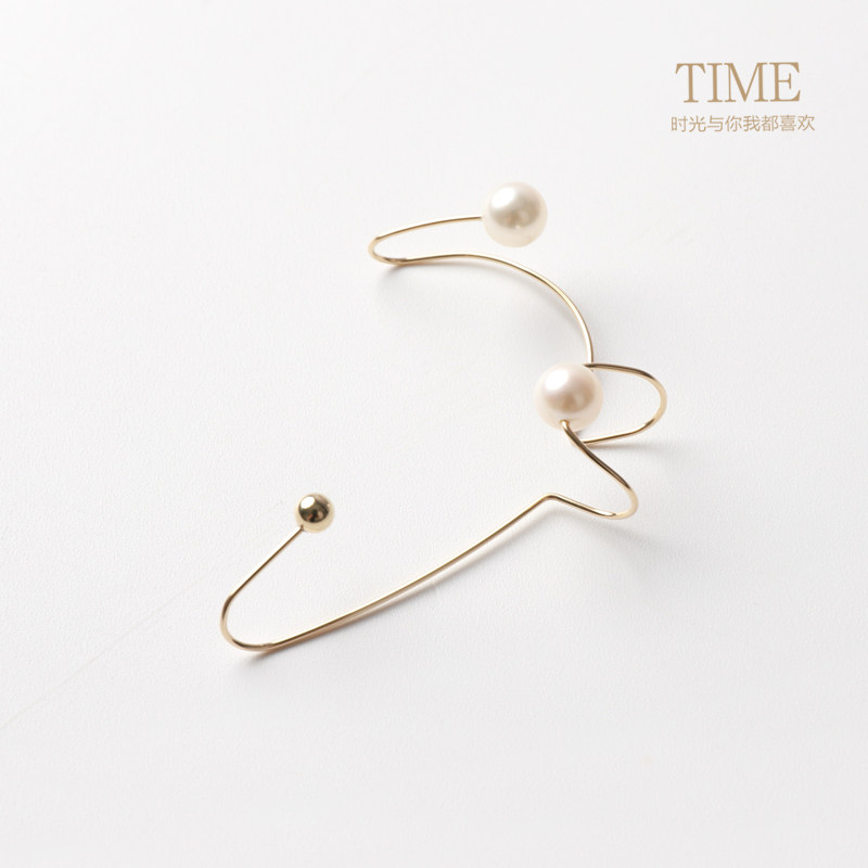TIMEstudio Original Cold Wind Natural Pearl Ear Clamp Ear Horse Without Ear Holes