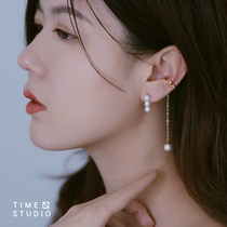 TIME Earbone Clip Earrings Without Earrings Earrings High Quality Natural Pearl Pure Silver Plated Real Gold Gentle And Long earthen