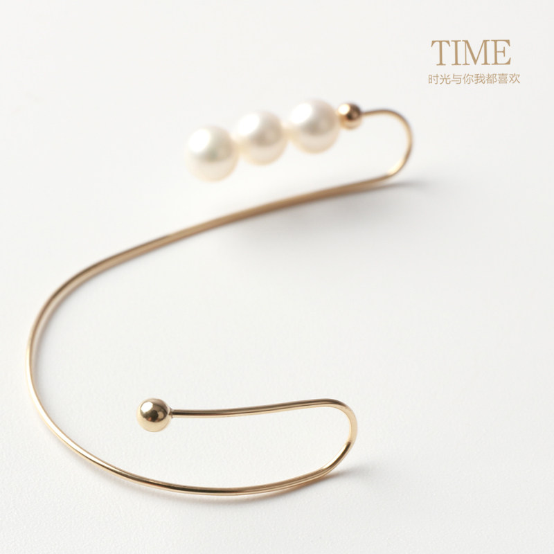 Original earrings without pierced earrings earbone clip earrings high quality natural three pearls elegant intellectual temperament earrings for women