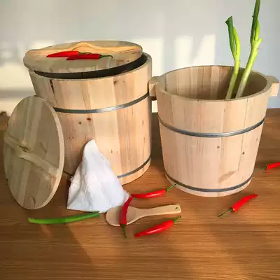 Natural solid wood rice barrel steamed rice barrel steamer steamed rice barrel Log fir household wooden hotel dining room