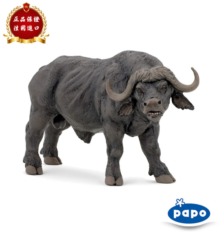 Papo French Imported Genuine 2022 New Model African Buffalo Animal Model Kidsren's Toy 50114
