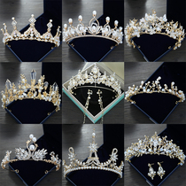 Bride crown headdress 2020 new super fairy golden wedding crown adult wedding accessories atmospheric European and American birthday