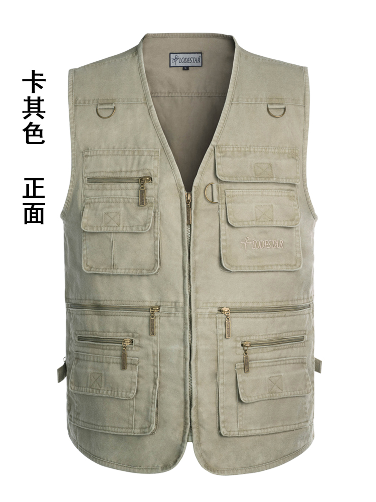 Áo vest nam ngoài trời trung niên và cũ mô hình mùa xuân và mùa thu lỏng lẻo cộng với phân bón XL nhiều túi bố chụp ảnh câu cá áo thể thao