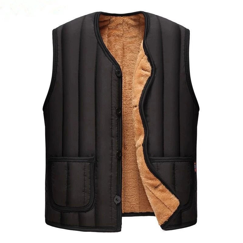 Áo vest nam trung niên mùa thu và mùa đông mới bố cộng với nhung dày cỡ lớn cotton nam vest vest trung niên