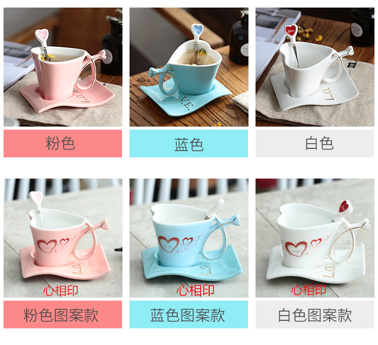 Xương Trung Quốc Gạch sáng tạo hình trái tim Cặp đôi Cặp cốc cà phê châu Âu Đặt tiếng Anh Trà chiều Bộ đám cưới - Cà phê xay cafe cầm tay