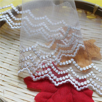 Golden thread embroidery wave edge mesh lace accessories diy dress Lolita skirt decoration lace width 10cm