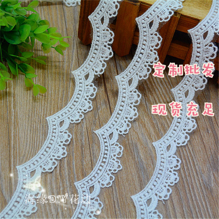 Hot selling wavy edge handmade diy clothing accessories 1024684 cotton mesh embroidery flower lace lace width 2cm