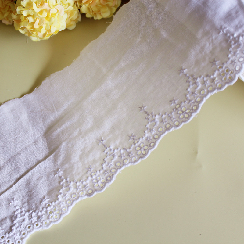 Off-white cotton embroidery stars and moon lace flower pieces handmade diy dress Lolita fabric lace accessories