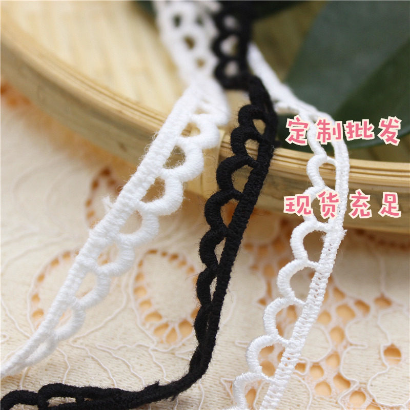 Value-for-money black and white silk thread ribbon water-soluble lace lace flower piece wrapping edge strip decoration trim three-dimensional embroidery