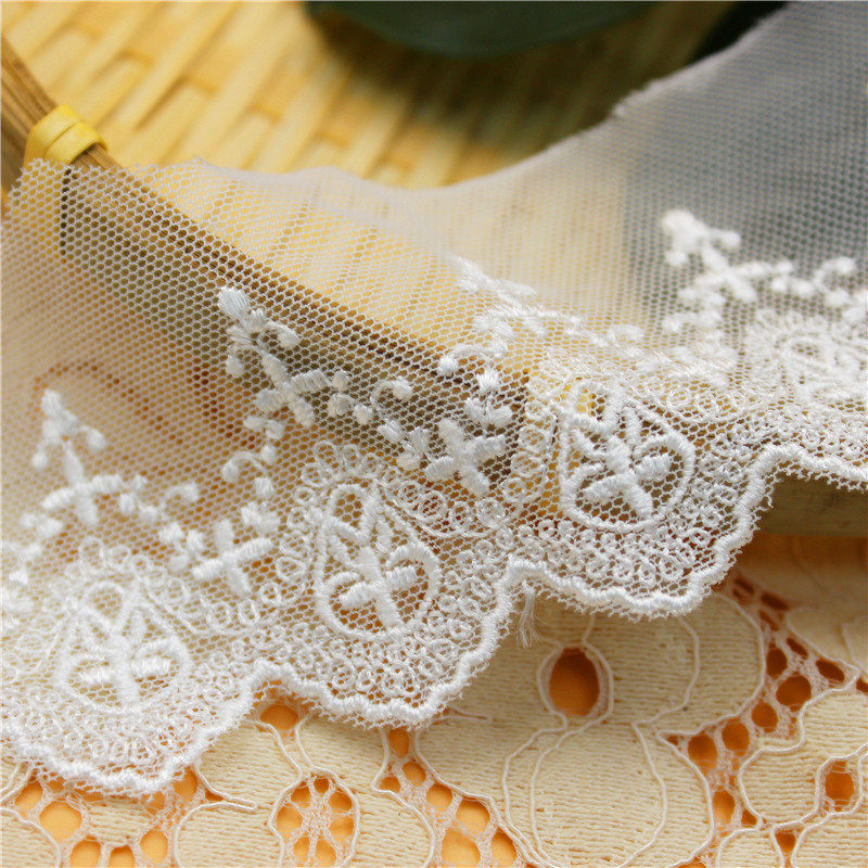 European-style mesh lace accessories rayon embroidery beige court lace diy dress Lolita skirt material