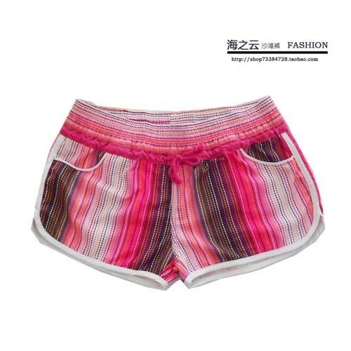 ROXY ສີທີ່ມີສີສັນສາຍ summer ຄູ່ຜົວເມຍຫາດຊາຍ pants ສັ້ນຜູ້ຊາຍແລະແມ່ຍິງຂອງພັກຜ່ອນ seaside ຮ້ອນ pants ນ້ໍາລອຍນ້ໍາເຢັນໄວແຫ້ງ pants