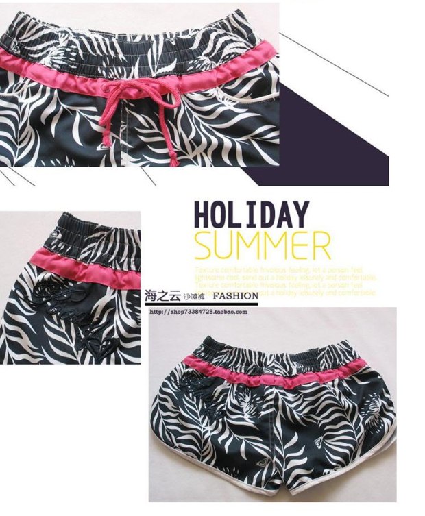 ROXY kỳ nghỉ bên bờ biển đôi quần đi biển quần short nữ kích thước lớn quần nóng nam năm điểm quần bơi nhanh lướt nhanh quần áo gia đình đi biển