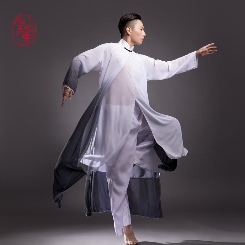 2026 New Classical Dance Performance Costume, Elegant Men's Dance Outfit, Farewell to Cambridge Scholar, Ink Color, Chinese Style 2026 New Classical Dance Performance Costume, Elegant Men's Dance Outfit, Farewell to Cambridge Scholar, Ink Color, Chinese Style
