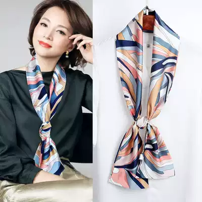 Japanese GP new spring and autumn decoration thin narrow long strip temperament small silk scarf women scarf square scarf long version scarf