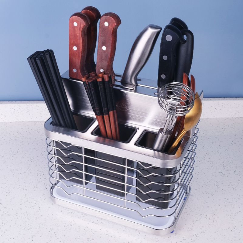 304 stainless steel kitchen knife frame home release cutter chopstick cage integrated shelf multifunctional table face insert knife holder