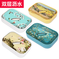 Soap Box Creative Personality Student Dormitory Toilet Simple Drain Soap Box Double Layer Free of perforated Grand Nordics