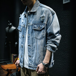 ເສື້ອຢືດ denim ລະດູໃບໄມ້ປົ່ງປີ 2024 ເສື້ອຍືດຜູ້ຊາຍຫລຸບ trendy brand ins large size fat man spring and autumn American style work jacket trendy