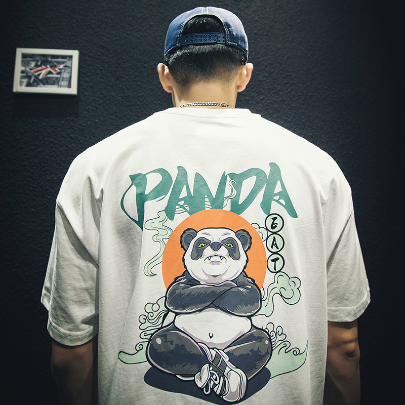 Summer pure cotton short-sleeved t-shirt men loose tide brand ins large size half sleeve fat fat fat plus white body shirt tide