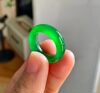 Natural Burmese jade ring tail ring A goods ice species imperial green sun green ring jade emerald jade ring certificate