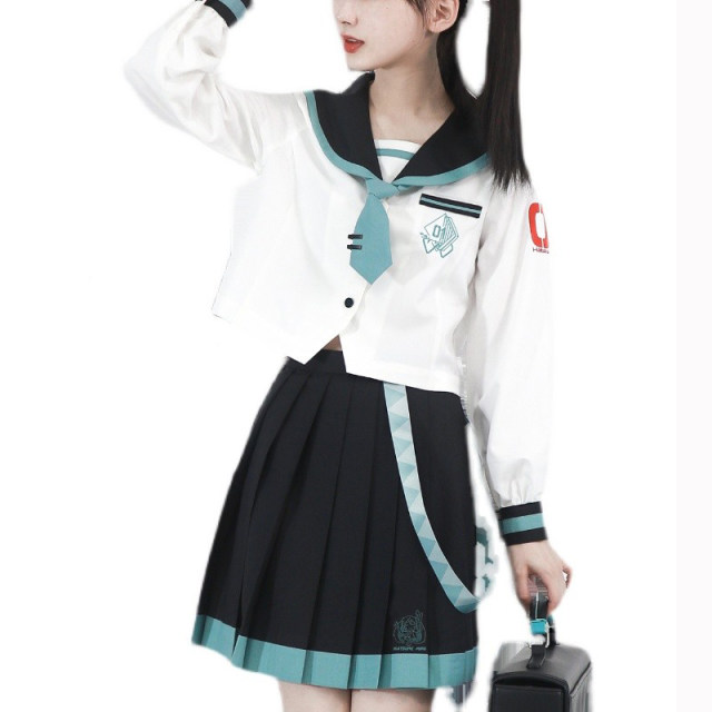 Tianyuchuan ແທ້ Hatsune Miku ຮ່ວມ JK ເອກະພາບຍີ່ປຸ່ນ sailor ແຂນຍາວ pleated skirt suit ນັກສຶກສາວິທະຍາໄລ