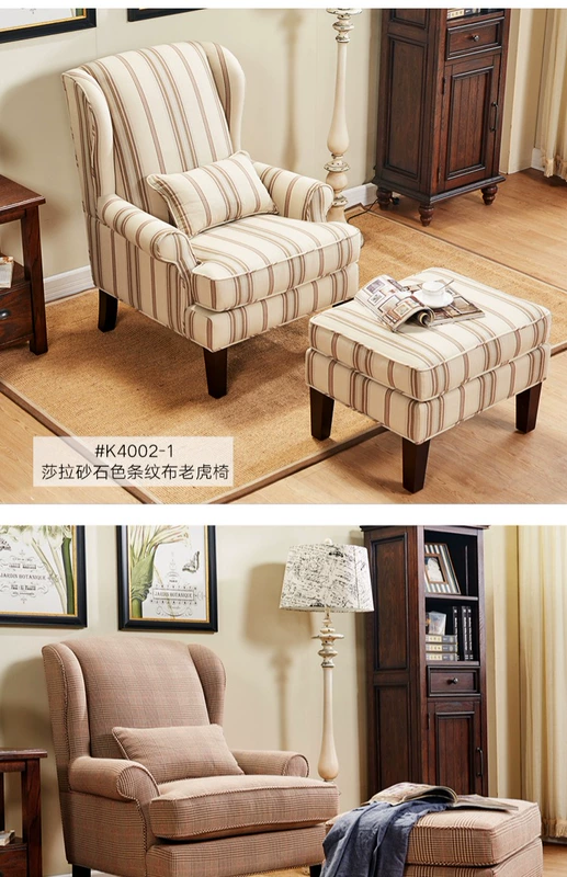 HH Mỹ đất nước đơn sofa ghế hổ căn hộ nhỏ phòng khách phòng ngủ phòng chờ ghế cotton vải lanh lưới băng ghế - Ghế sô pha