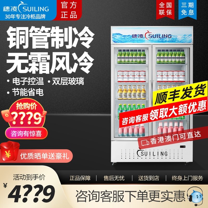 Ear Ling LG4 Vertical Freezer Drinks Display Cabinet Commercial Fridge Double Door Triple Door Freezer Refrigerated Cabinet Air-cooled