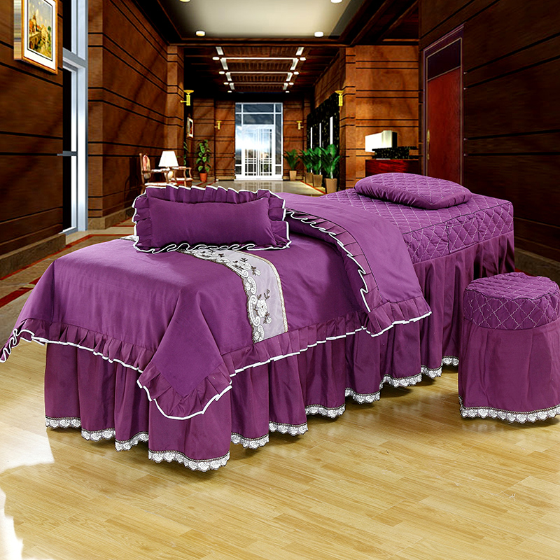 Beauty khăn trải giường gia đình bốn massage và massage trị liệu spa đặc biệt thêu bedspread màu đơn giản có thể được tùy chỉnh - Trang bị tấm mẫu ga phủ giường spa