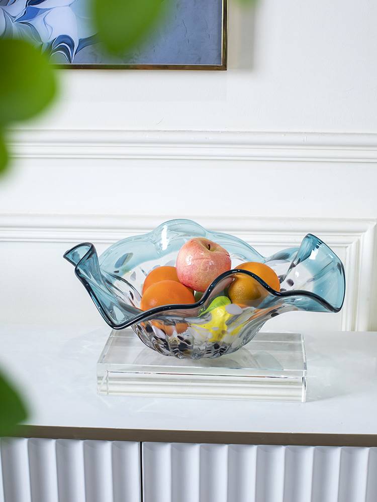 Modern light lavish glass fruit tray tea table Decorative Fruit Pan Candy Pan dry fruit tray Dining Room Table-Table Room Swing Piece-Taobao