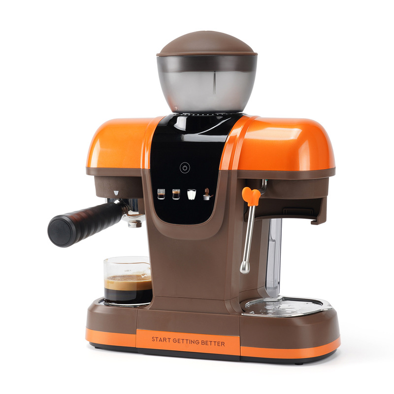 Italian-Style Integrated Coffee Grinder for Home and Office Use, Small High-Pressure Extraction Semi-Automatic Espresso Steam Milk Frother