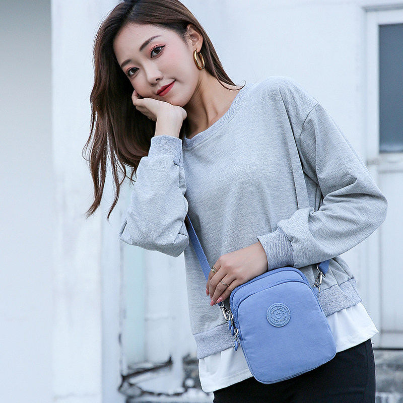 Vertical Messenger Small Bag Women's Nylon Cloth Waterproof Simple Versatile Shoulder Bag Multi-layer Pocket Passport Mobile Phone Bag
