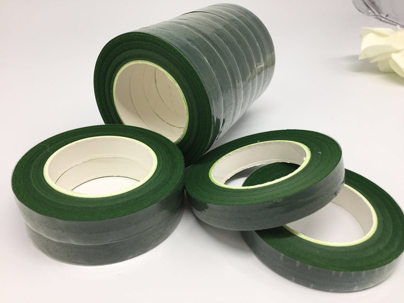 Green rubberized fabric DIY handmade material Zflower ring Flower Rod Rose Stick Wrap Side Paper Tape Light Green Fake Leaves