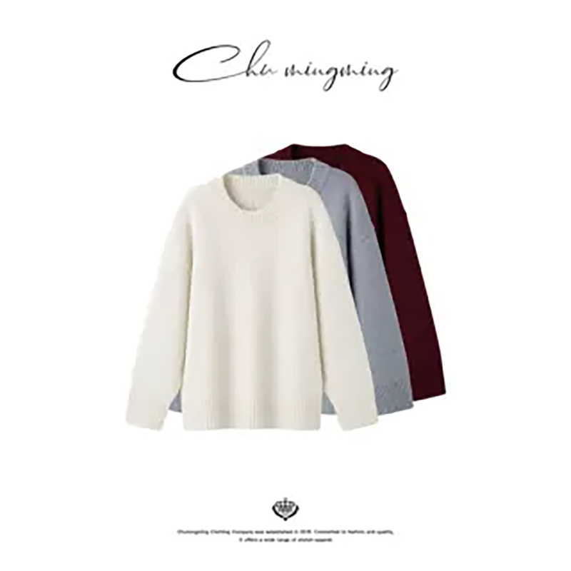Chu Chuniu Tr Round Neck Lazy Loose Wool Sweater 2026 New Casual Style Long-Sleeved Women's Sweater