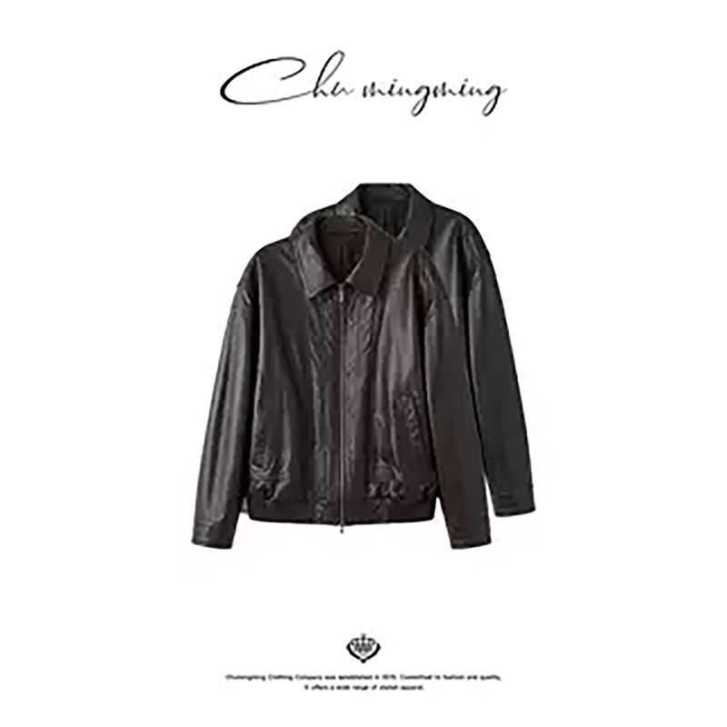 Chu Chuniu【Ancient Style】New Zealand Imported Sheepskin 2026 New Model Women's Long-Sleeve Zip-Up Leather Jacket Chu Chuniu【Ancient Style】New Zealand Imported Sheepskin 2026 New Model Women's Long-Sleeve Zip-Up Leather Jacket