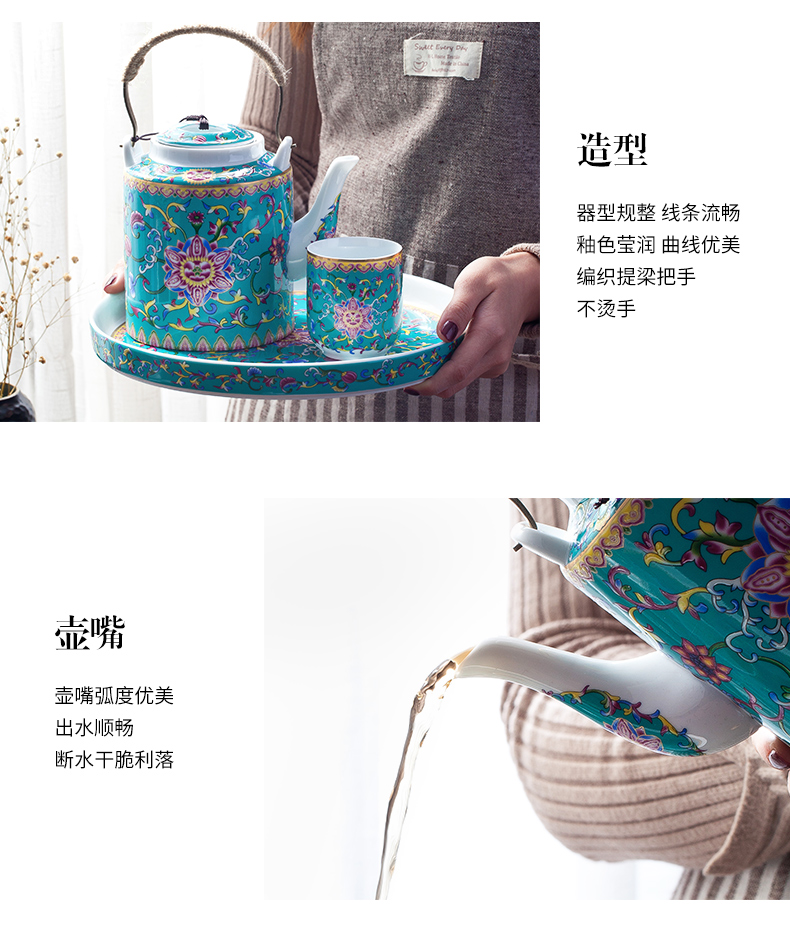 Cool ceramic kettle pot set home old archaize high - temperature large capacity of the teapot colored enamel kettle