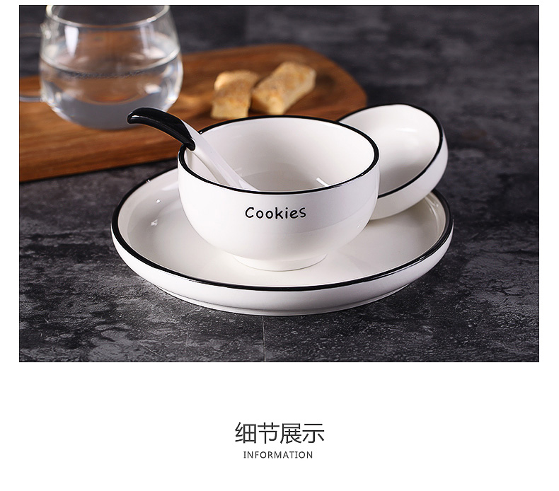 DIY home European dishes dishes of French black lines under the glaze color of jingdezhen ceramic tableware dishes suit