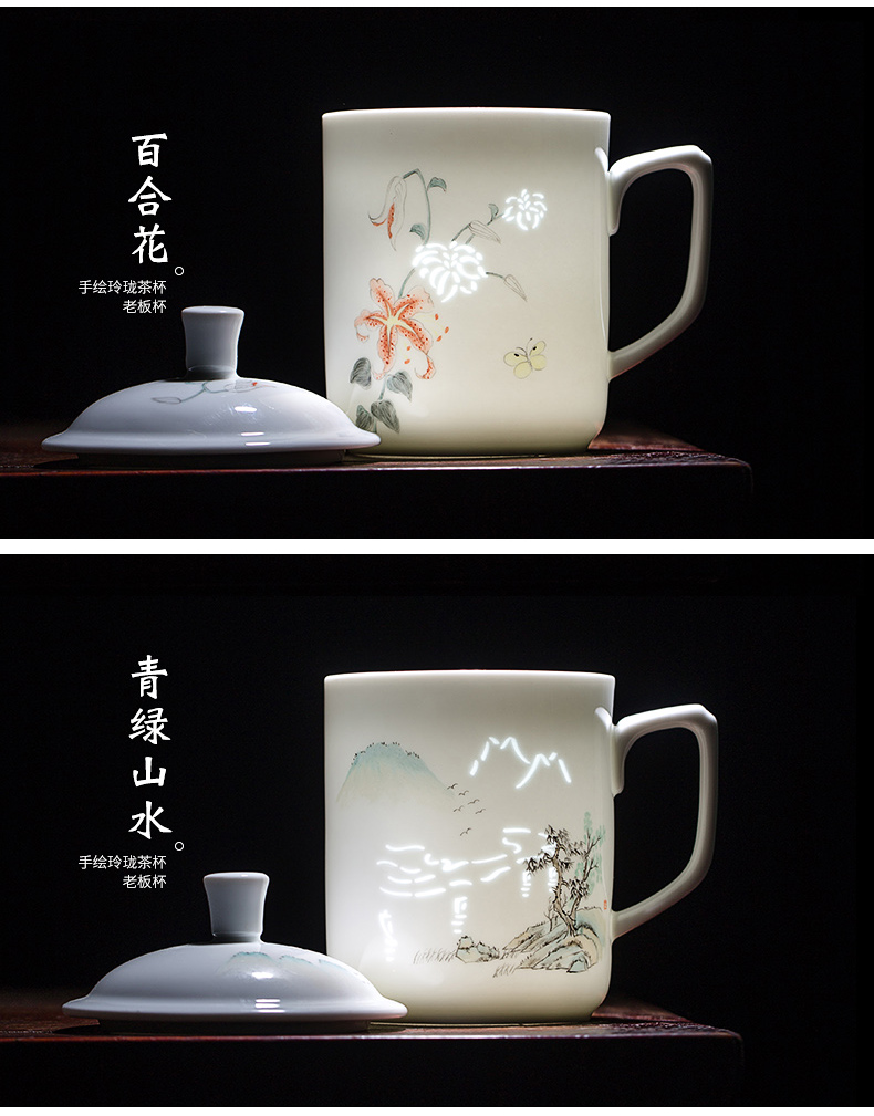 Hand made exquisite office cup of jingdezhen porcelain famille rose porcelain cups with cover large household glass tea cup