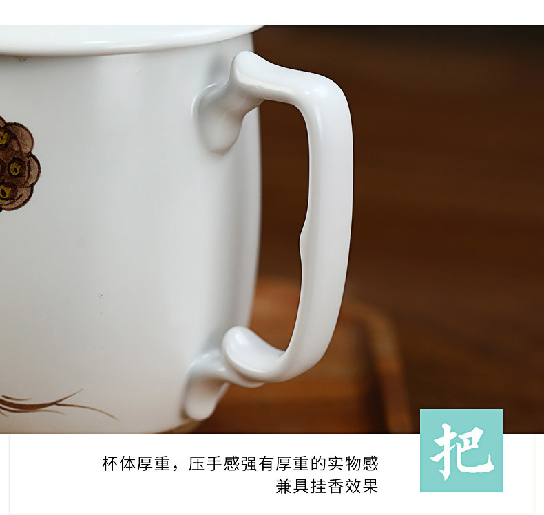 Ceramic keller cups coarse pottery Chinese office cup with cover glass matte enrolled glaze high - capacity, the custom make tea cup